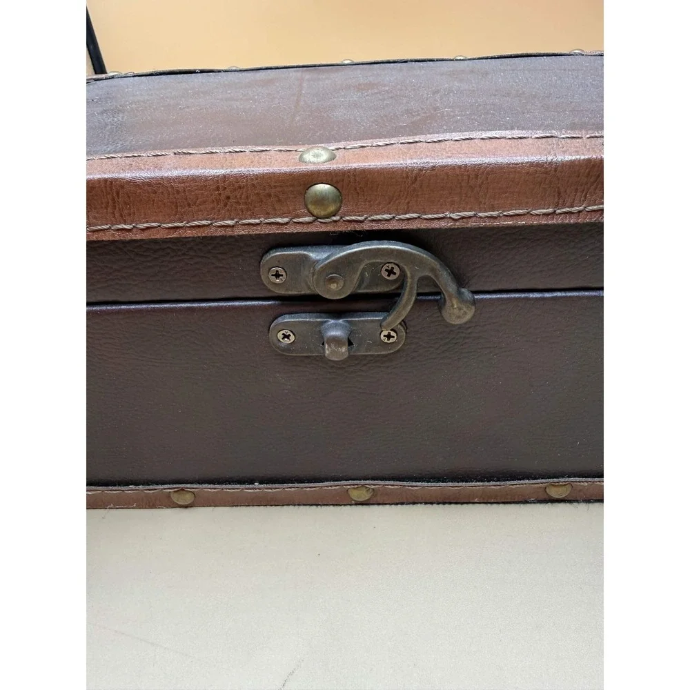 Unbranded Vintage Style Small Trunk Decorative Storage Box Faux Leather Brown